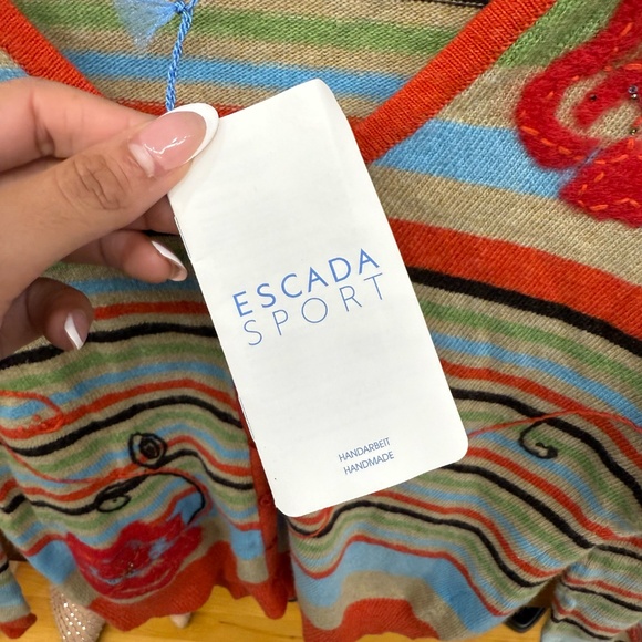 Vintage Escada Sport Floral Cashmere Cardigan Sweater Size Small (NWT) - Picture 5 of 7